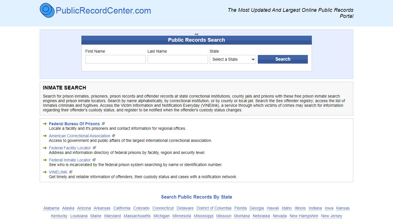 Free Inmate, Prisoner and Offender Search - Public record center